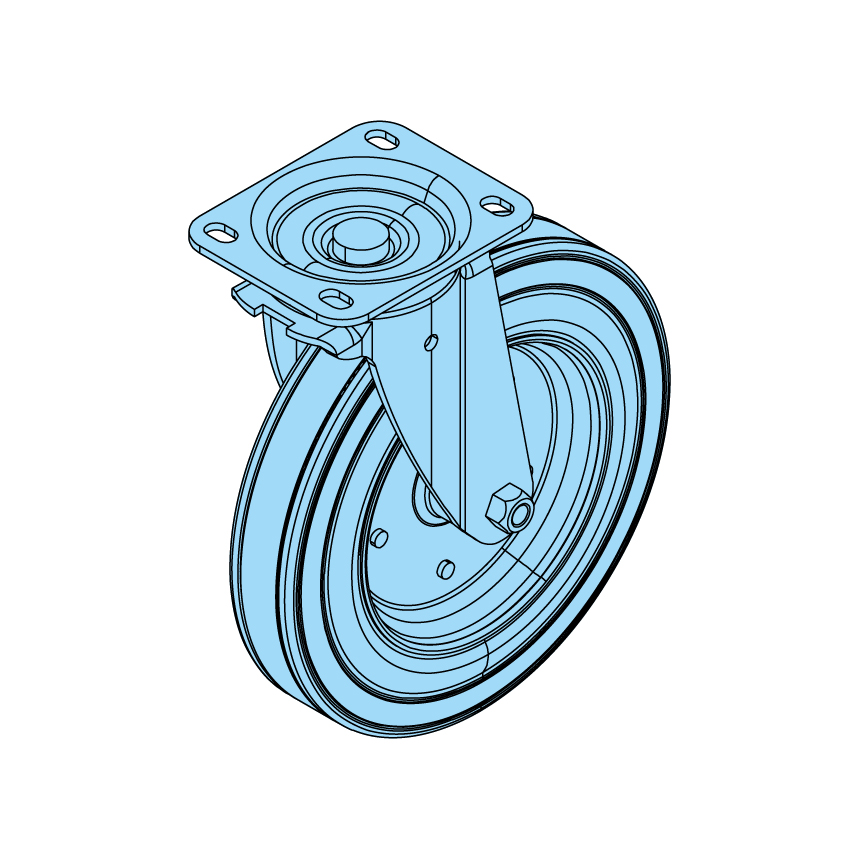 402400 - Lenkrad, 250x50mm, dyn. Traglast 280kg, Vollgummibereifung, Stahlblechfelge, Rollenlager - Übersicht