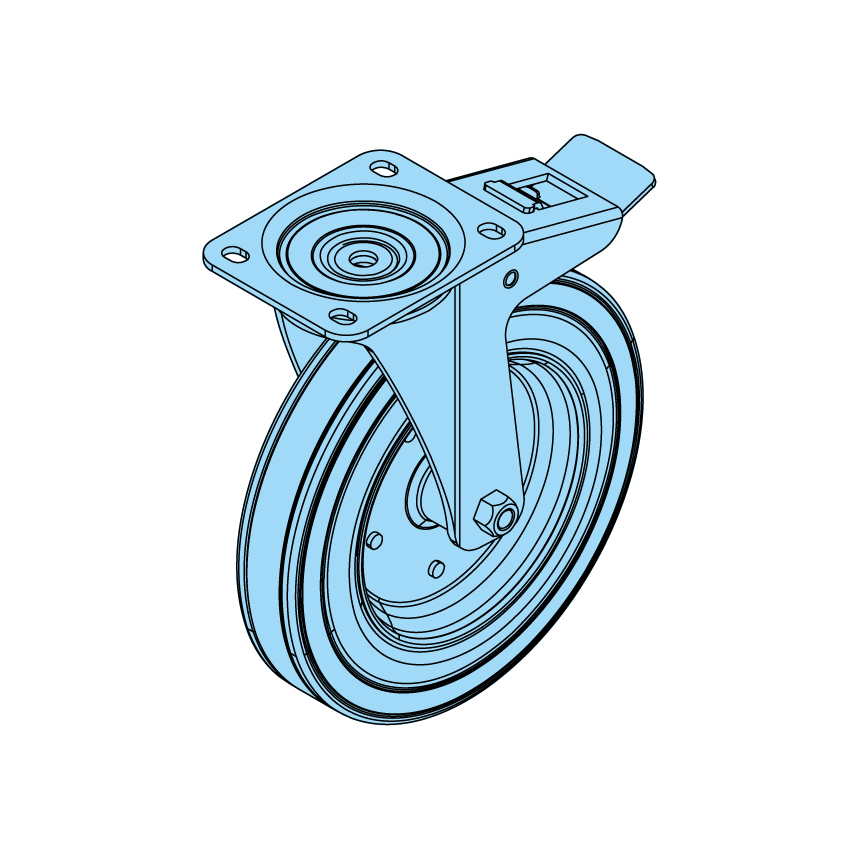 402420 - Lenkrad, 250x50mm, dyn. Traglast 280kg, Vollgummibereifung, Stahlblechfelge, Rollenlager - Übersicht