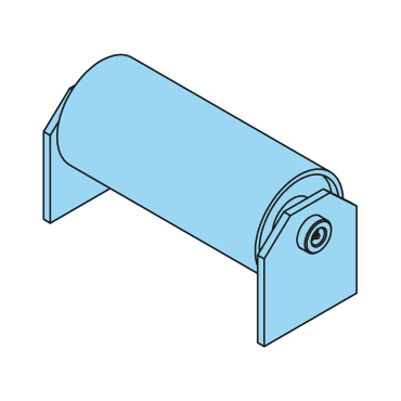 40010001 - Stahlrolle komplett, 40-133-300/310mm, H=182mm, Achsschmierung, durchgehendes Innenrohr, Messingbuch - Übersicht