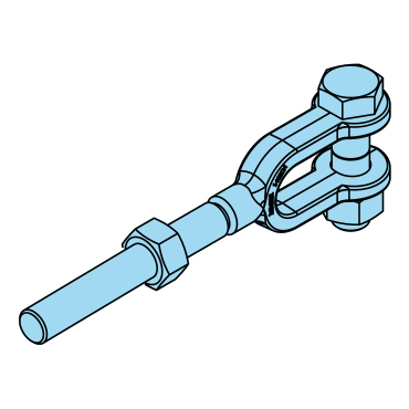 457509101 - Gewindegabel, M36x465mm, Linksgewinde, verzinkt, geschmiedet, mit Bolzen & Muttern - Übersicht