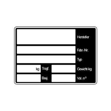 Typenschild Aluminium Aufkleber für Absetzcontainer