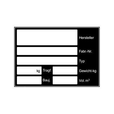 Typenschild Aluminium Platte für Absetzcontainer