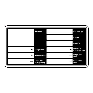 4592002 - Typenschild Aluminium Aufkleber für Abrollcontainer, 194x97mm, 3 Stück/Bogen - Übersicht