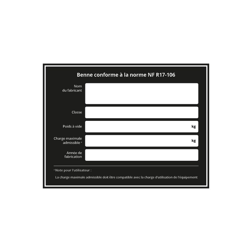 Typenschild Aluminium Aufkleber für Absetzcontainer