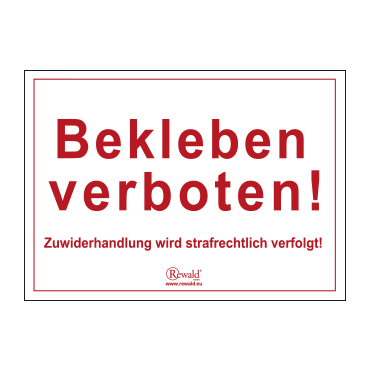 PVC Aufkleber Bekleben verboten!