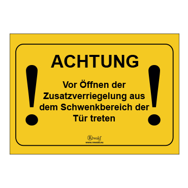 PVC Aufkleber aus dem Schwenkbereich der Tür treten