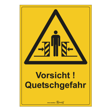 PVC Aufkleber Vorsicht! Quetschgefahr