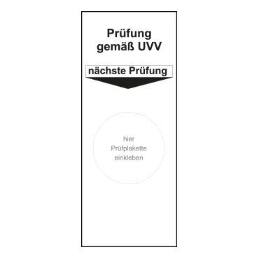 PVC Grundaufkleber nächste Prüfung gemäß UVV