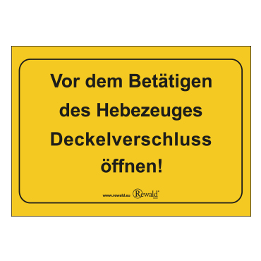 PVC Aufkleber Deckelverschluss öffnen!