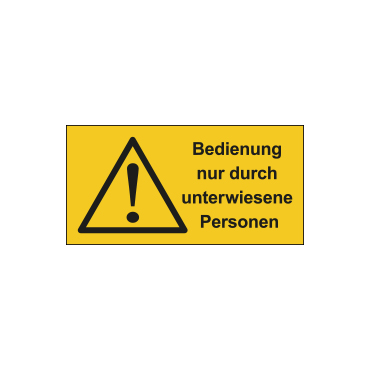 459256 - PVC Aufkleber “Bedienung nur durch unterwiesene Personen”, 104x52mm, 10 Stück/Bogen - Übersicht