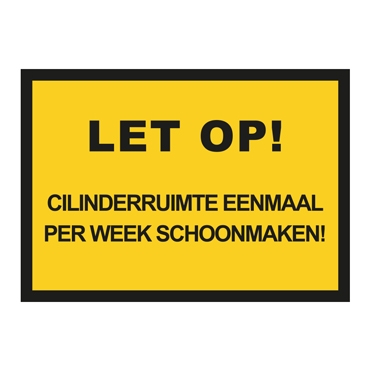 459260 - PVC Aufkleber let op! cilinderruimte schoonmaken!, 297x210mm - Übersicht